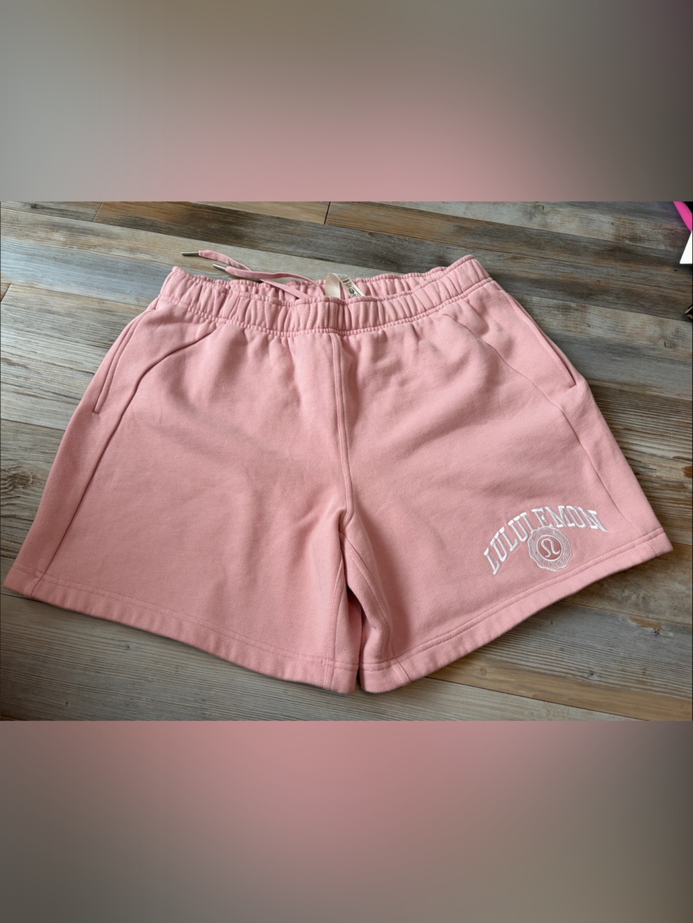 Lululemon Scuba Light Pink Athletic Shorts with Embroidered Logo